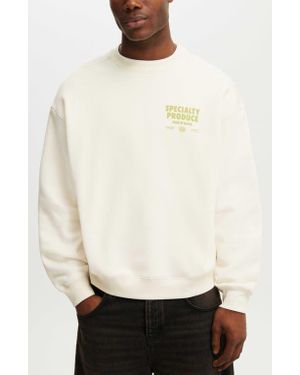 Cotton On Box Fit Graphic Crew Sweater - White