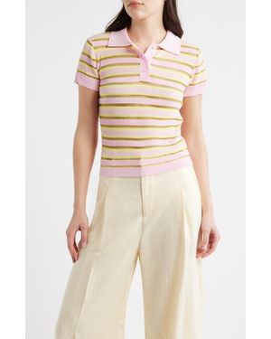 DELUC Levanzo Stripe Knit Polo - Pink