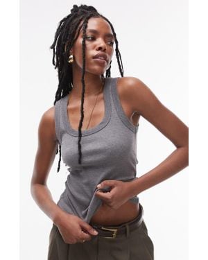 TOPSHOP Scoop Neck Rib Tank - Brown