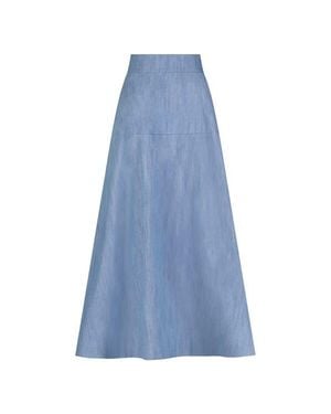 Lela Rose Denim A-Line Skirt - Blue