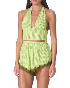 AFRM Sylas Plunge Halter Neck Crop Top - Green