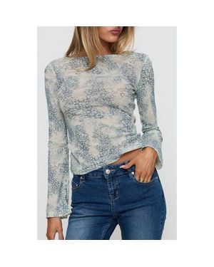 Princess Polly Let It Happen Print Boat Neck Top - Gray
