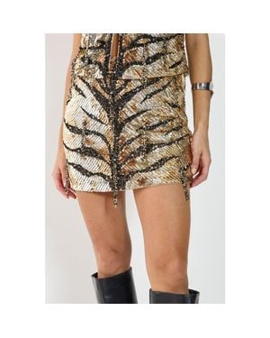 Nasty Gal Tassel Sequin Mini Skirt - Natural