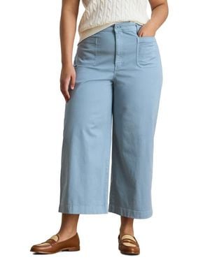 Ralph Lauren High Waist Stretch Cotton Crop Pants - Blue