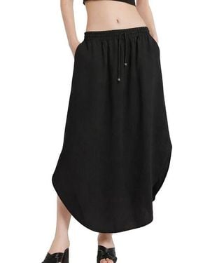Ottod'Ame Linen Long Skirt - Black