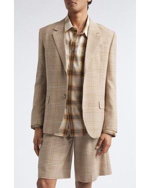 Ami Paris Prince Of Wales Plaid Virgin Wool Twill Jacket - Natural