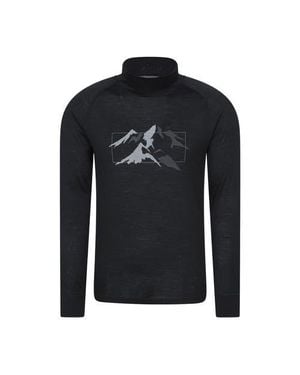 Mountain Warehouse Gender Inclusive Quest Merino Wool Long-Sleeved Thermal Top - Black