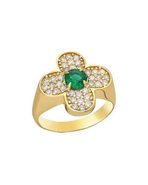 Gemma Azzurro Clover Emerald Ring - Metallic