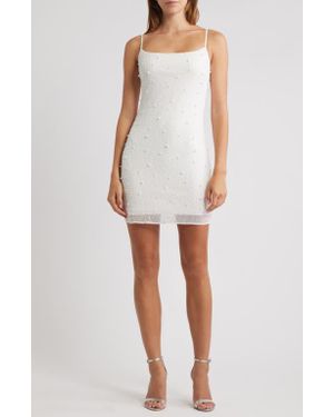 Jump Apparel Faux Pearl Embellished Club Minidress - White