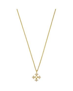 Sethi Couture Arya Diamond Cross Pendant Necklace - Metallic