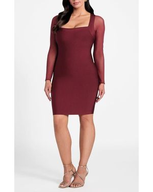 Marciano Kassandra Long Sleeve Bandage Dress - Red