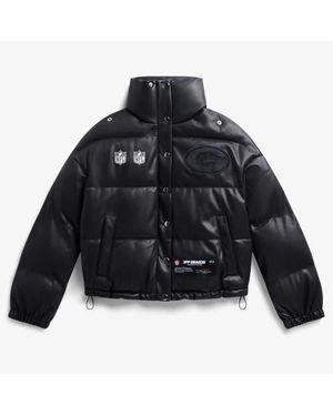 OFF SEASON Bay Packers Faux Leather Puffer Jacket - Black