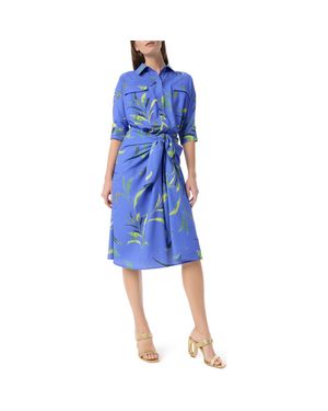 DO by Dee Ocleppo Bobbi Floral Stretch Cotton Midi Shirtdress - Blue