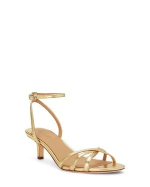 Ralph Lauren Kendyl Ankle Strap Kitten Heel Sandal - Metallic
