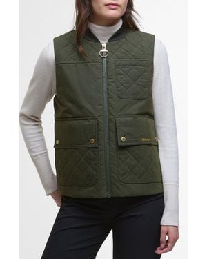 Barbour Theodora Quilt Trim Cotton & Nylon Vest - Green