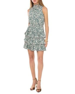 1.STATE Smocked Tiered Ruffle Minidress - Blue