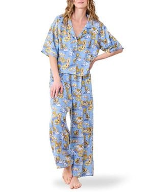 Printfresh Wildest Dreams Satin Pajamas - Blue