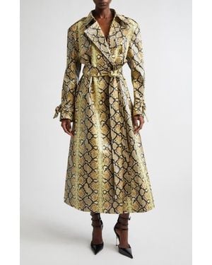Kim Shui Embossed Faux Leather Trench Coat - Multicolor