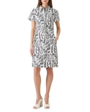 Akris Dance Movements Print Linen Shirtdress - White