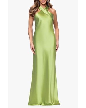 Xscape Evenings Halter Neck Satin Trumpet Gown - Green