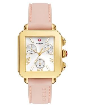 Michele Deco Sport Chronograph Silicone Strap Watch, 34Mm X 36Mm - Multicolor