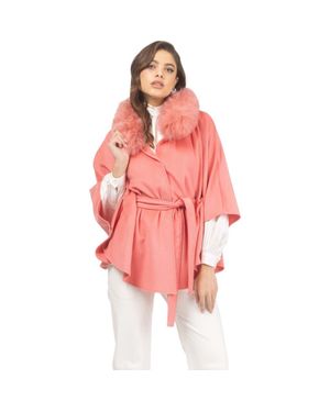 Gorski Wool Belted Cape - Pink