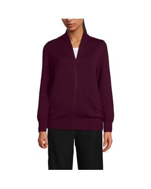Lands' End School Uniform Adult Legacy Full Zip Cardigan - Purple