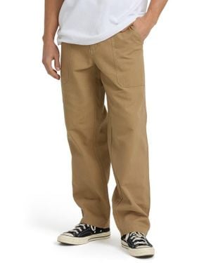 Billabong Stamped Garage Relaxed Straight Leg Patch Pocket Canvas Pants - Natural