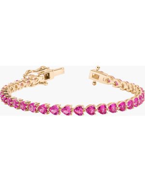 AUrate New York Lab Grown Sapphire Heart Tennis Bracelet - Pink