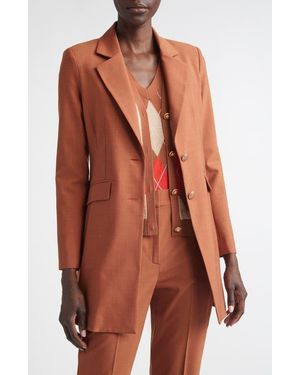 St. John Long Wool Blend Stretch Mélange Jacket - Orange