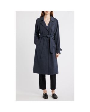 Via Spiga Stretch Gabardine Trench Coat - Blue