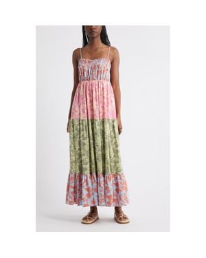 Treasure & Bond Smocked Tiered Sleeveless Maxi Dress