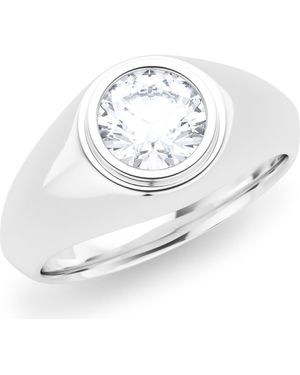 HauteCarat Round Brilliant Lab Created Diamond Ring - Metallic