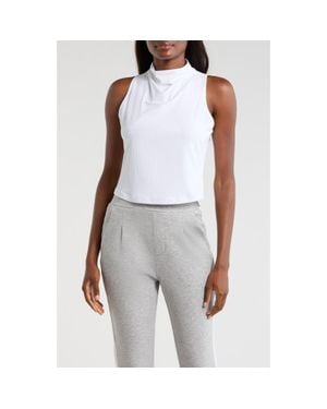 Mpg Rib Funnel Neck Sleeveless Top - White
