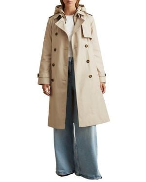 Reiss Azura Trench Coat With Removable Quilted Hood - Natural
