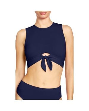 Robin Piccone Ava Tie Front Bikini Top - Blue