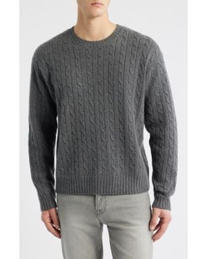 FRAME Cabled Cashmere Crewneck Sweater - Gray