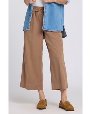 NYDJ Whitney Crop Wide Leg Drawstring Cargo Pants - Blue