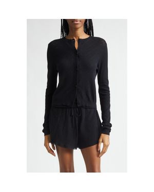 Area Girly Crystal Rib Cotton Cardigan - Black