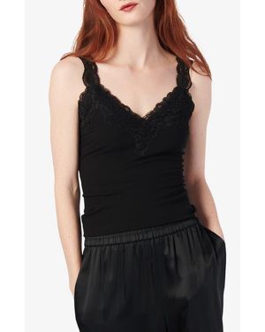 Cami NYC Lani Lace Trim Rib Tank Top - Black