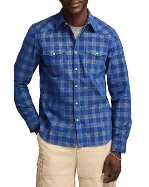 Lucky Brand Plaid Long Sleeve Corduroy Western Shirt - Blue