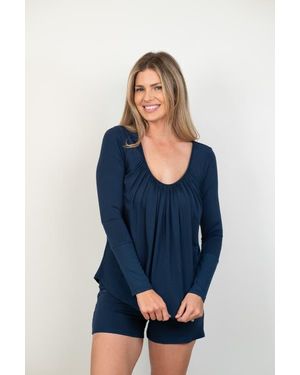 JJwinks Full Moon Long Sleeve Lounge Top - Blue