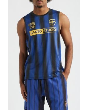 Saint Studio Santo Futbol Tech Stripe Tank - Blue