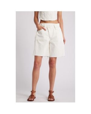 Free People Boomerang Long Denim Shorts - White