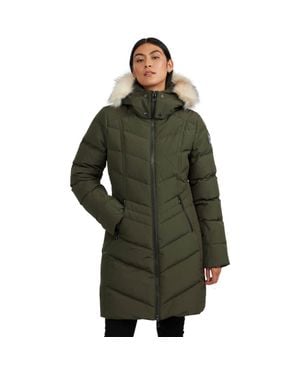 Pajar January Down Chevron Puffer With Detachable Hood Fur - Green