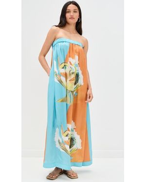 Dur Doux Kesi Maxi Strapless Dress - Blue