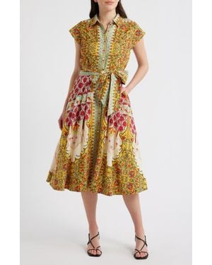 Tahari Fran Tie Waist Shirtdress - Yellow