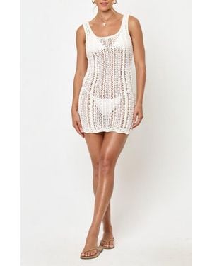 LSPACE Kairi Open Stitch Cover-Up Minidress - White