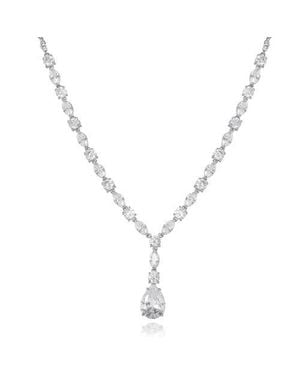 Jessica Simpson Crystal Drop Pendant Necklace - Metallic