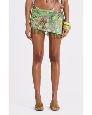 Jaded London Melona Embellished Wrap Miniskirt - Green